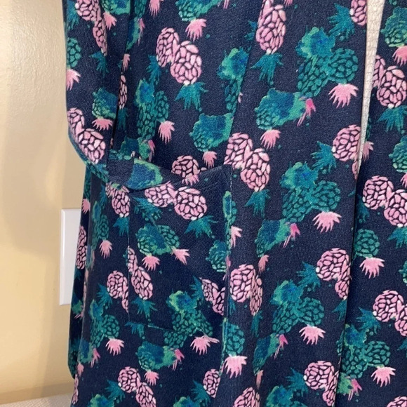 Lularoe women’s cardigan Medium duster top knit Caroline pineapple blue pink - Picture 3 of 10